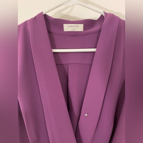 Aritzia💜 Babaton Phoenix Dress in Açaí LINED Skirt Faux-Wrap Top PERFECT NWT - Picture 10 of 16